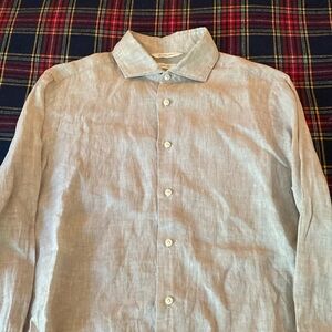 Suit Supply 100% linen spread collar shirt